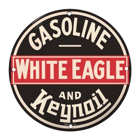 White Eagel Gasoline and Keynoil porcelain sign