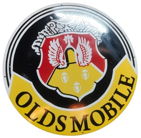 Vintage 30 Inch Round Porcelain Sign ? Olds Mobile Automotive Collectible