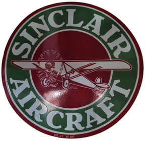 Vintage 30-Inch Round Sinclair Aircraft Porcelain Sign ? Unique Collectible Decor