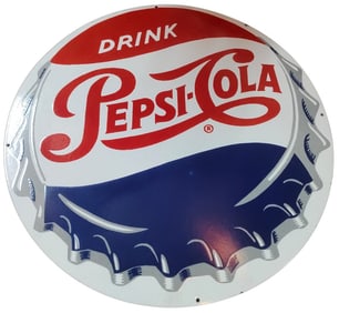 Vintage 30-Inch Round Single-Sided Porcelain Pepsi-Cola Sign for Collectors
