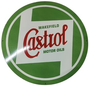 Vintage Castrol Motor Oils 30 Inch Round Porcelain Sign - Classic Collector's Item