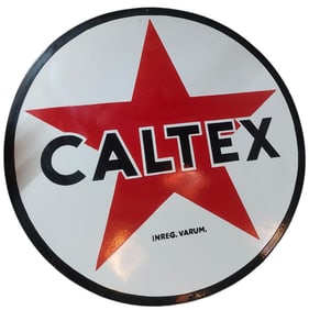 Caltex Vintage 30-Inch Round Porcelain Sign - Perfect for Collectors and Decor
