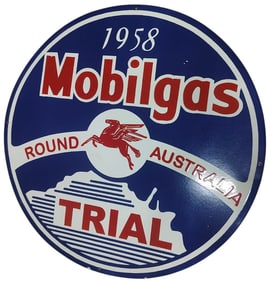 Vintage 30-Inch Round Mobilgas Porcelain Sign - Iconic Collector's Piece