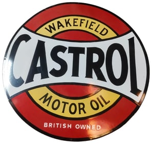 Vintage Castrol Motor Oil 30-Inch Porcelain Sign ? Eye-Catching Advert for Collectors