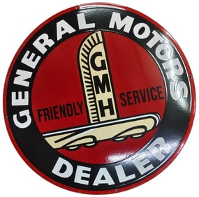 Vintage 30-Inch Round General Motors Dealer Porcelain Sign - Eye-Catching Collectible