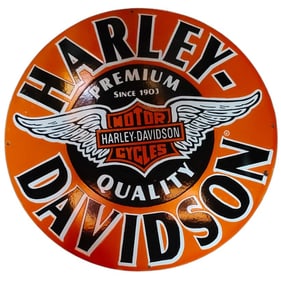 30-Inch Round Single-Sided Porcelain Sign - Harley-Davidson Classic Design