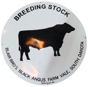 Classic 30-Inch Round Porcelain Sign for Breeding Stock - Blair Bros Black Angus
