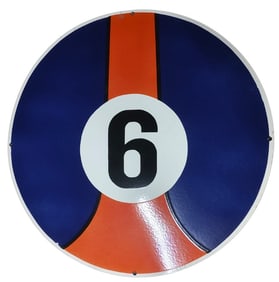 Vintage 30 Inch Round Single Sided Porcelain Sign with Bold Color Design #6