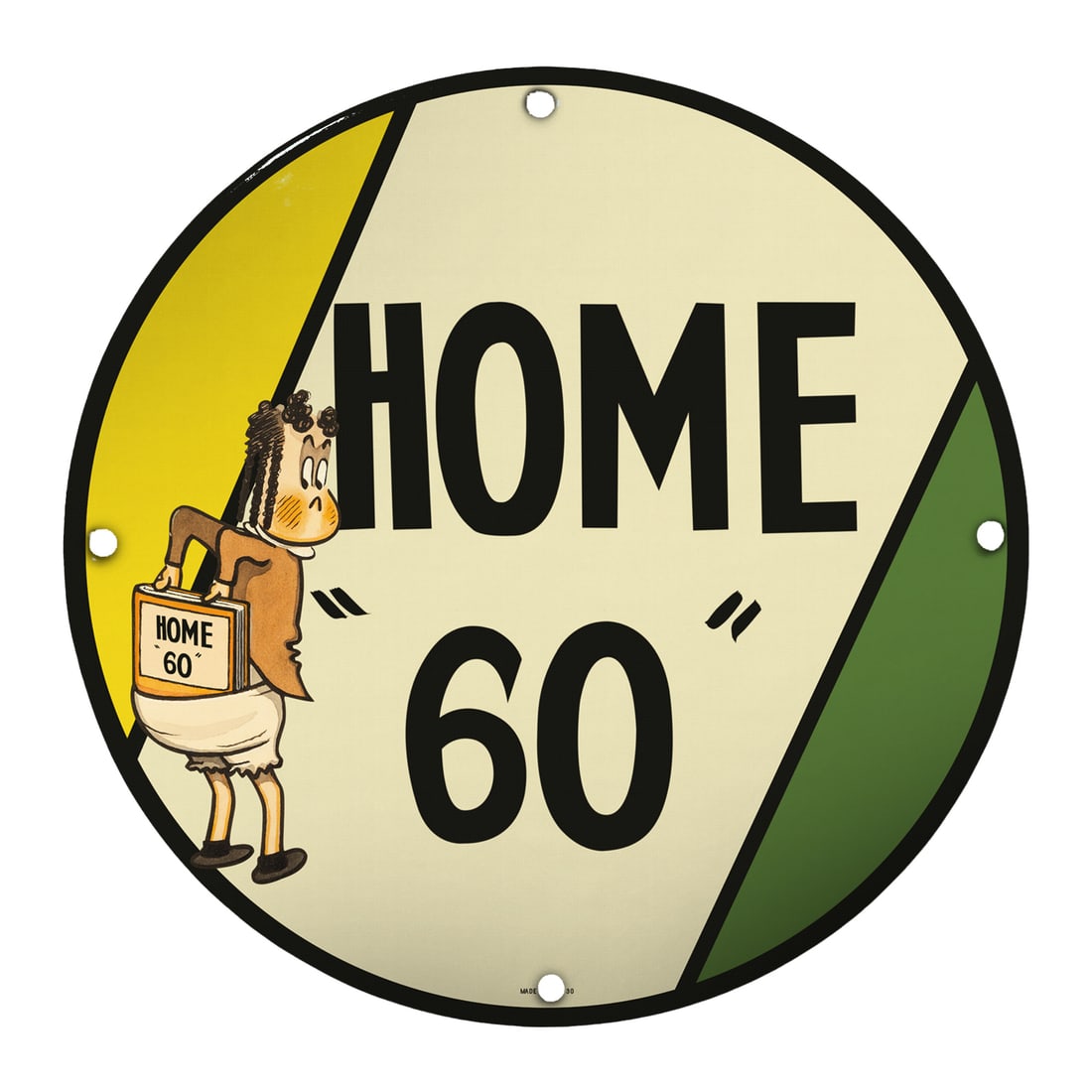 Vintage 8" Porcelain Home 60 Sign - Retro Home Decor for Collectors