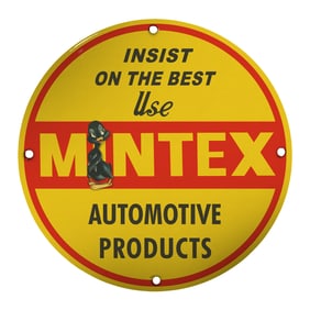 Vintage 8" Porcelain Sign: INSIST ON THE BEST - Use MINtex Automotive Products