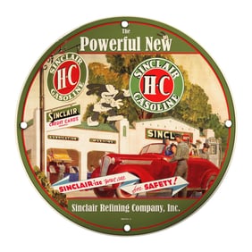 Vintage Sinclair Gasoline Porcelain Sign ? 8" Collector?s Piece for Automotive Enthusiasts