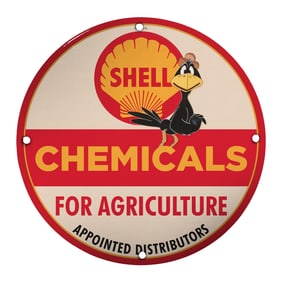 Vintage 8" Shell Chemicals Porcelain Sign for Agriculture - Collector?s Item