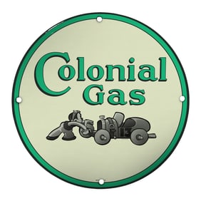 Vintage 8" Colonial Gas Porcelain Sign - Classic Gas Station Decor