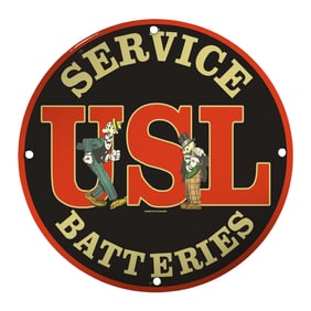 Vintage USL Batteries Porcelain Sign - Classic Service Advertising Decor