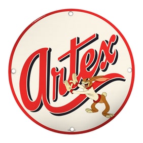 Vintage 8" Artex Porcelain Sign Featuring Iconic Cartoon Character