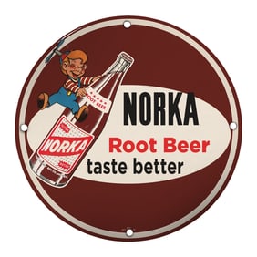 Vintage Norka Root Beer 8" Porcelain Sign ? Classic Retro Bar Decor