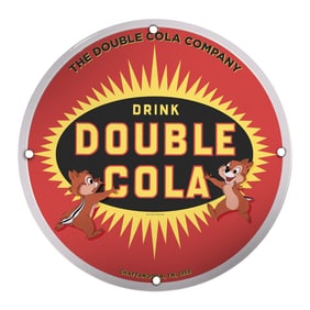 Vintage Double Cola 8" Porcelain Sign - A Retro Delight from 1953