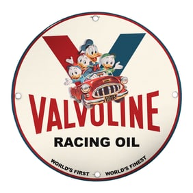 Vintage Valvoline Racing Oil Porcelain Sign - Collectible Automotive Decor