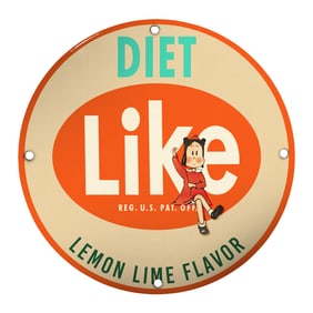 Vintage 8" Porcelain Sign: Diet Lemon Lime Flavor - Retro Collectible Decor