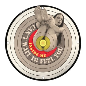 Seductive 8" Porcelain Target Sign: 'Inside Me - Want to Feel You' Vintage Art