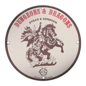 Vintage 8" Porcelain Dungeons & Dragons Sign - Gygax & Arneson Tribute Art