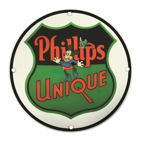 Vintage 8" Porcelain Phillips Sign Featuring Iconic Character - Unique Collectible Decor