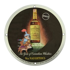 Vintage 8" MacNaughton's Canadian Whisky Porcelain Sign - Perfect for Collectors