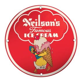 Vintage Neilson's Famous Ice Cream Porcelain Sign - Collectible Wall Art Decor