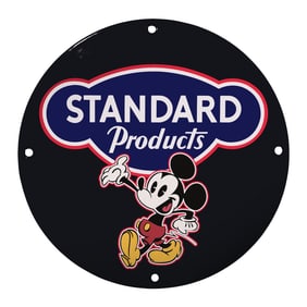 Vintage 8" Mickey Mouse Porcelain Sign - Standard Products Collectible Decor