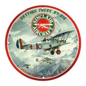 Vintage Sinclair Aircraft Porcelain Sign - Aviation Art for Collectors