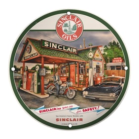 Vintage Sinclair Oil 8" Porcelain Sign - A Must-Have for Collectors