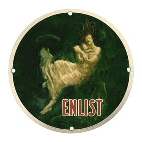 Vintage 8" Enlist Porcelain Sign for Collectors | Timeless Military Art