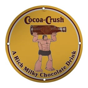 Vintage Cocoa-Crush Porcelain Sign - A Rich Milky Chocolate Drink Decor