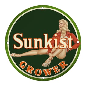 Vintage 8" Sunkist Grower Porcelain Sign ? Classic Retro Farmhouse Decor