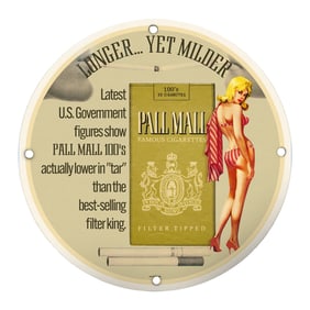 Vintage Pall Mall Cigarettes Porcelain Sign - Retro Advertising Art