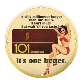 Vintage Chesterfield 101 Cigarettes Porcelain Sign - A Retro Gem