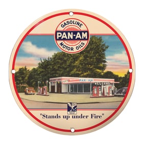 Vintage Pan-Am Porcelain Sign - Gasoline Motor Oils - Nostalgic D?cor