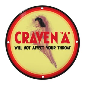 Vintage Craven 'A' Porcelain Sign - Iconic Advertising with Retro Flair
