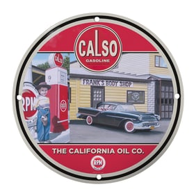 Vintage CALSO Gasoline Porcelain Sign ? Classic Americana Art for Collectors