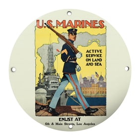U.S. Marines Enlistment Porcelain Sign - Vintage Military Decor