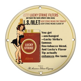Vintage Lucky Strike Porcelain Sign - Classic Tobacco Advertising D?cor
