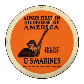 Vintage U.S. Marines Recruitment Porcelain Sign - Always First in Defense of America