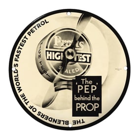 Vintage Pratt's Pep Porcelain Sign: The World's Fastest Petrol Advertising