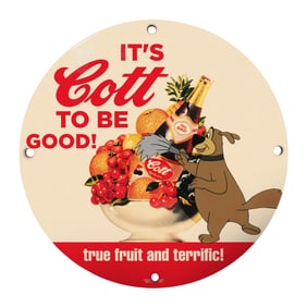 Vintage Cott Soda Porcelain Sign: A Retro Delight for Collectors and Enthusiasts