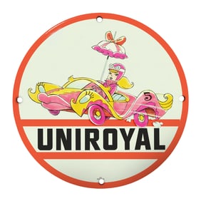 Vintage Uniroyal Tire Porcelain Sign - Charming Retro Automotive Decor