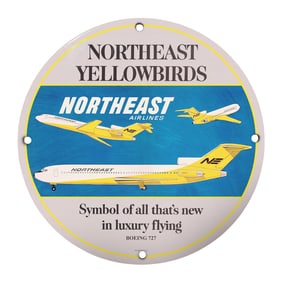 Northeast Airlines Yellowbird 8" Porcelain Sign - Vintage Luxury Aviation Art