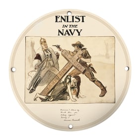 Enlist in the Navy - Vintage 8" Porcelain Sign for Collectors