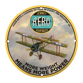 Jenney Aero Solvenized Porcelain Sign - Vintage Aircraft Artistry