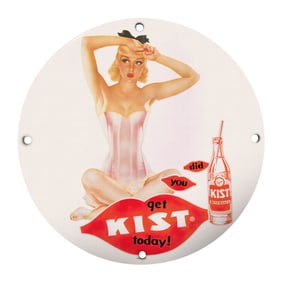 Vintage KIST Beverages Porcelain Sign: Charming Nostalgia for Collectors