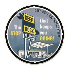 Vintage Deep Rock Oil Corporation Porcelain Sign - Classic Route 66 Decor